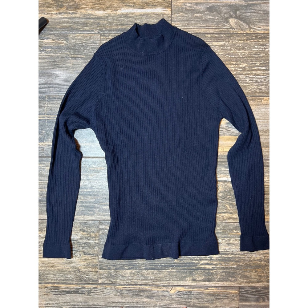 Zara Ribbed Mock Neck Top Women's Medium Knit Long Sleeve Slim Fitted Black